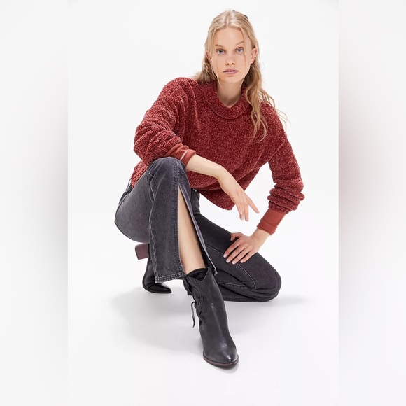 Urban Outfitters BDG Washed Black Denim Tati High Waisted Slit Flare Jean - Picture 2 of 13